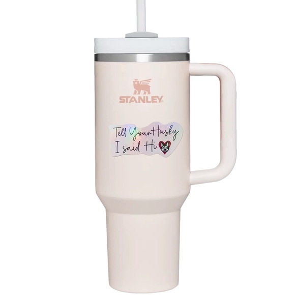 Siberian Husky Sticker, Holographic Rainbow Kawaii Decal, I said Hi, 4 pcs - Picture 5 of 6